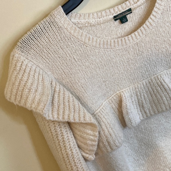 Wild Fable Soft Cream Ruffle Knit Sweater, Size Small - Picture 9 of 10